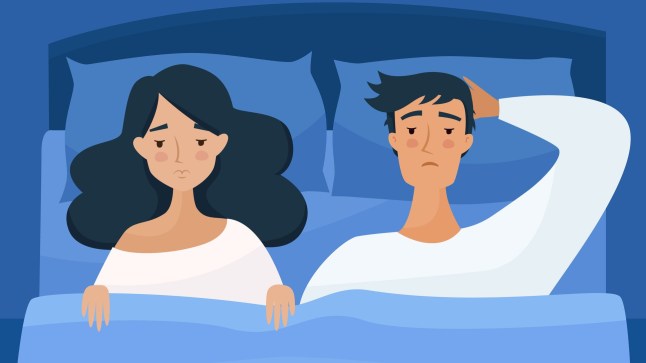 Sleepless man and woman suffers from insomnia