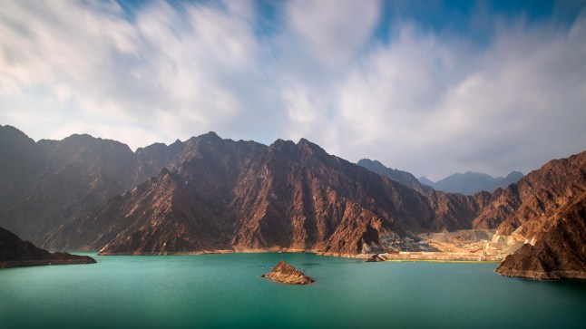 A stunning view of Hatta Lake in the Dubai emirate of UAE.