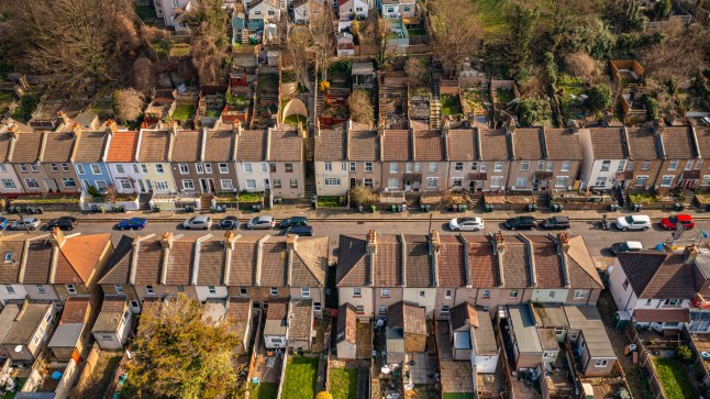 Typical row of terraced houses in Dartford, Kent.