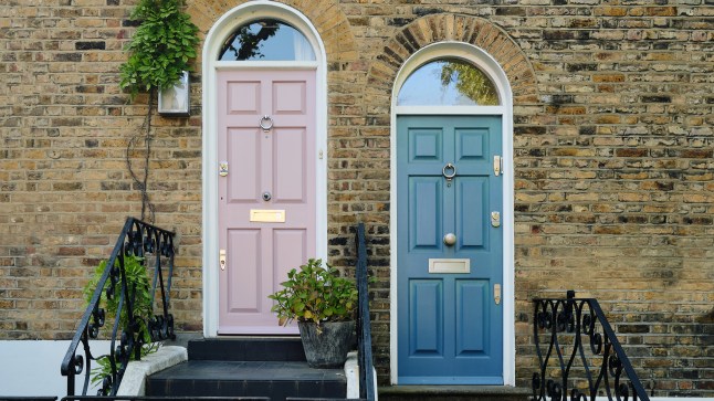 A snapshot of two doors side by side in London.