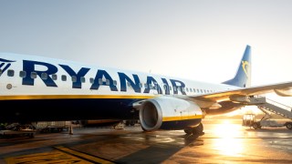 Ryanair airplane in the morning ready for take-off