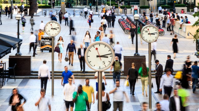 Business People Walking in Canary Wharf