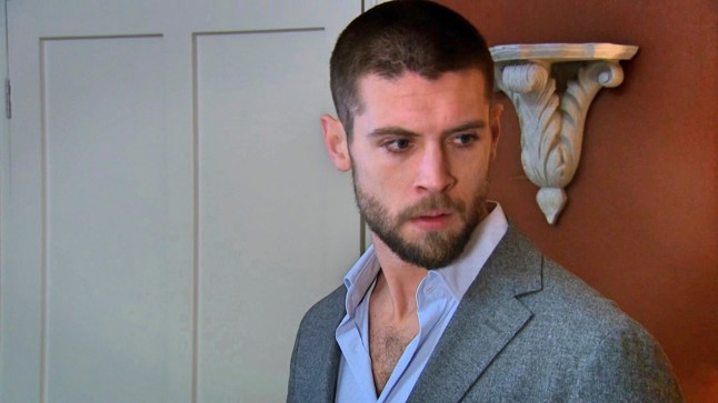Emmerdale's Joe Tate looking upset.