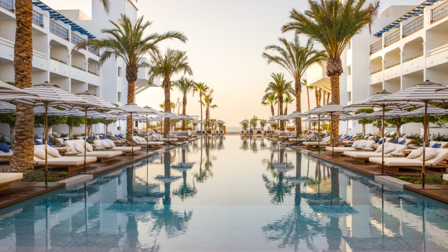 A view of a swimming pool at an adults only hotel in Marbella, Spain