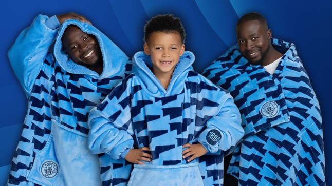 Models wearing Manchester City Oodie