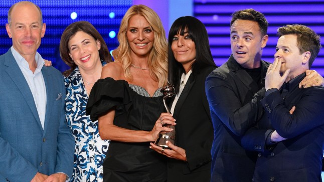Kirstie Allsopp and Phil Spencer, Tess Daly and Claudia Winkleman and Ant and Dec all posing together