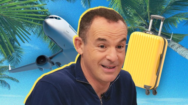 Martin Lewis on a holiday background, giving a warning about travel insurance.