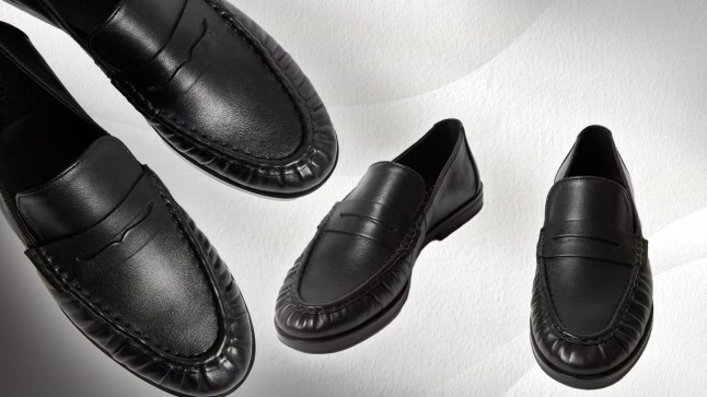 M&S Collection black Leather Loafers