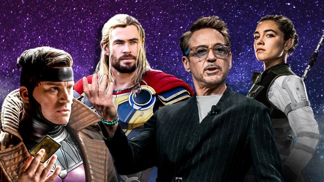 Channing Tatum, Chris Hemseworth, Robert Downey Jr and Florence Pugh in Marvel