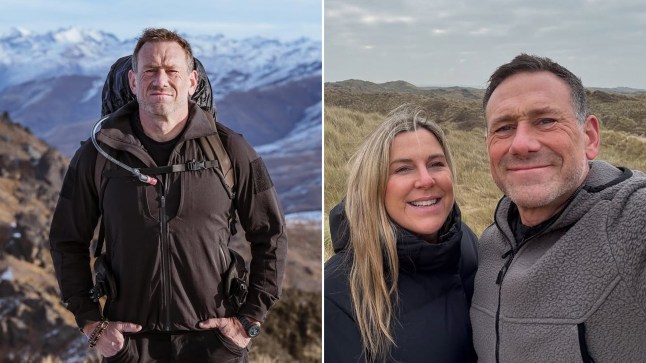 Jason Fox on SAS: Who Dares Wins next to a selfie of him with his wife Jules Hawkins
