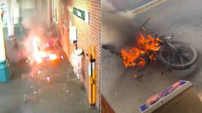 E-bikes on fire on a Tube station platform in Sutton and Rayners Lane.