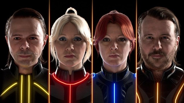 ABBA Voyage promotional poster with close up picture of each band member
