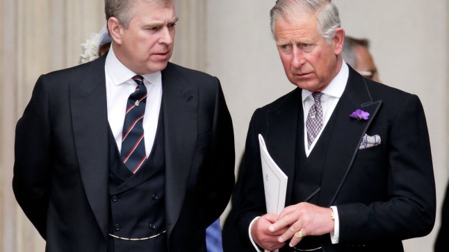 LONDON, UNITED KINGDOM - JUNE 05: (EMBARGOED FOR PUBLICATION IN UK NEWSPAPERS UNTIL 24 HOURS AFTER CREATE DATE AND TIME) Prince Andrew, Duke of York and Prince Charles, Prince of Wales attend a Service of Thanksgiving to celebrate Queen Elizabeth II's Diamond Jubilee at St Paul's Cathedral on June 5, 2012 in London, England. For only the second time in its history the UK celebrates the Diamond Jubilee of a monarch. Her Majesty Queen Elizabeth II celebrates the 60th anniversary of her ascension to the throne. Thousands of wellwishers from around the world have flocked to London to witness the spectacle of the weekend's celebrations. (Photo by Max Mumby/Indigo/Getty Images)