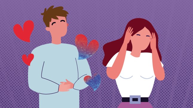 I have recently started seeing a guy. He treats me so well and showers me with love until a different version of him appears and he turns so cold. It's like there's two people and I feel so stuck on what to do. He's got quite a bit of past trauma and I'm almost certain this is what triggers his moods. I don't want to leave a great guy because of things he's had to go through. But I'm also worried about the future - especially the coldness. What should I do? Breakup of sad man and woman with broken hearts. Unhappy heartbroken couple people in conflict flat vector illustration. Divorce, end of love concept for banner, website design or landing web page