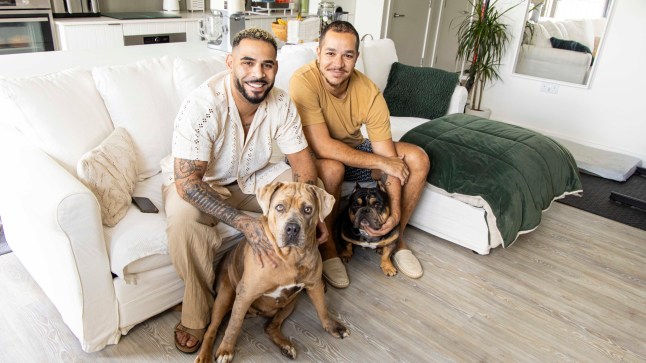 What I Own Pictured are Sandro, his partner Joshua and their dogs Pablo (small black dog) and Treacle.