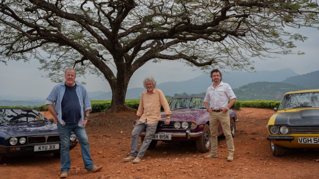 Undated handout photo issued by Prime Video of Jeremy Clarkson, James May and Richard Hammond filming the final The Grand Tour. In the final instalment, they travel to Zimbabwe where they explore challenging landscapes in cars the three men have always wanted ??? a Lancia Montecarlo, a Ford Capri 3-litre, and a Triumph Stag. Issue date: Monday September 2, 2024. PA Photo. See PA story SHOWBIZ ShowbizGrandTour . Photo credit should read: Prime Video/PA Wire NOTE TO EDITORS: This handout photo may only be used in for editorial reporting purposes for the contemporaneous illustration of events, things or the people in the image or facts mentioned in the caption. Reuse of the picture may require further permission from the copyright holder.