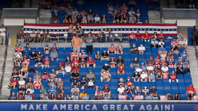 Empty seats are pictured during a Trump campaign rally at the BOK Center, Saturday, June 20, 2020, in Tulsa, Okla. (AP Photo/Sue Ogrocki)