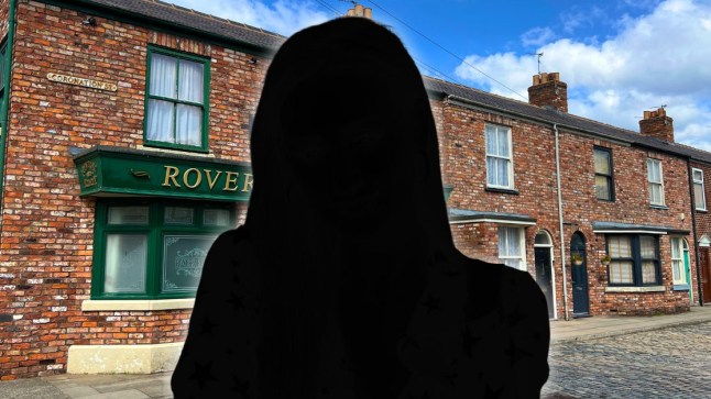 Silhouette of a woman on Coronation Street.