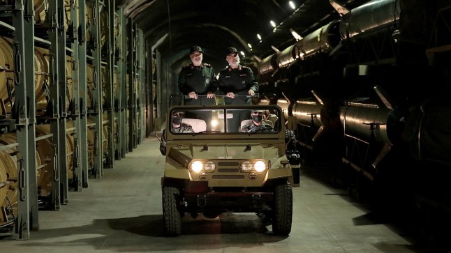 Iranian commanders visit an underground "missile city"