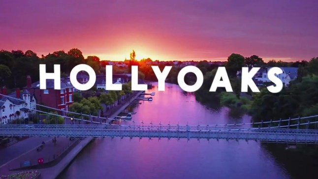 Hollyoaks 2024 logo, aerial shot over Chester and the River Dee