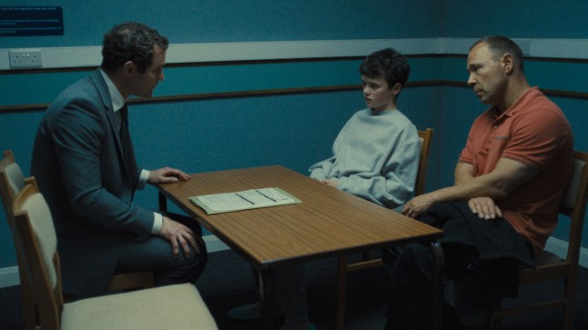 Adolescence. (L to R) Mark Stanley as Paulie Miller, Owen Cooper as Jamie Miller, Stephen Graham as Eddie Miller in Adolescence. Cr. Courtesy of Netflix Â© 2024