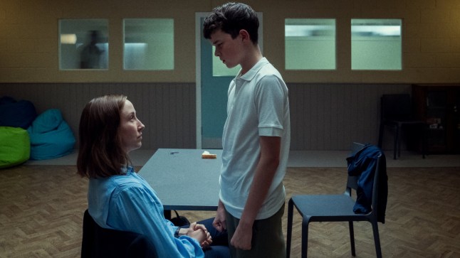 Adolescence. (L to R) Erin Doherty as Briony Ariston, Owen Cooper as Jamie Miller in Adolescence. Cr. Courtesy of Ben Blackall/Netflix ?? 2024