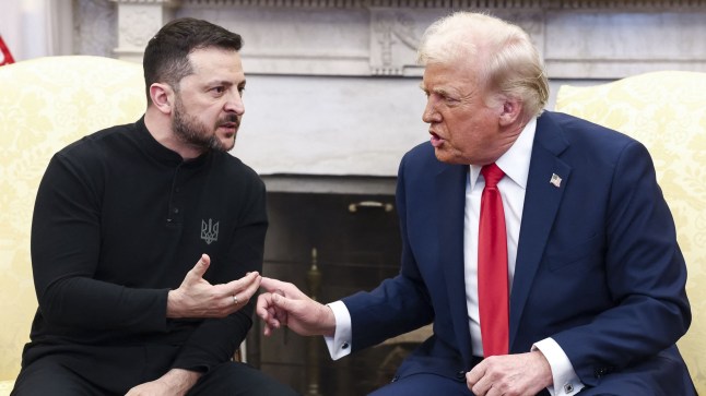 Volodomyr Zelensky and Donald Trump in the Oval Office before they had a row.