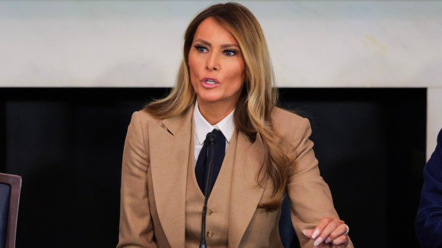 WASHINGTON, DC - MARCH 03: U.S. first lady Melania Trump speaks during a roundtable discussion on the "Take It Down Act" in the Mike Mansfield Room at the U.S. Capitol on March 03, 2025 in Washington, DC. The "Take It Down Act" expands protections for victims of non-consensual sharing of sexual images, covering AI-generated content including deepfake pornography. (Photo by Kayla Bartkowski/Getty Images)