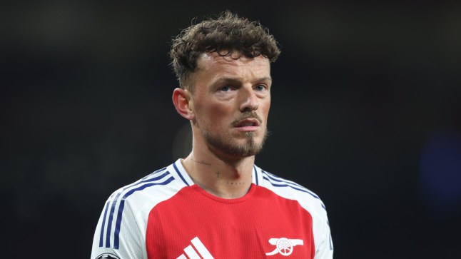 LONDON, ENGLAND - MARCH 12: Arsenal's Ben White during the UEFA Champions League 2024/25 UEFA Champions League 2024/25 Round of 16 Second Leg match between Arsenal FC and PSV at Emirates Stadium on March 12, 2025 in London, England. (Photo by Rob Newell - CameraSport via Getty Images)