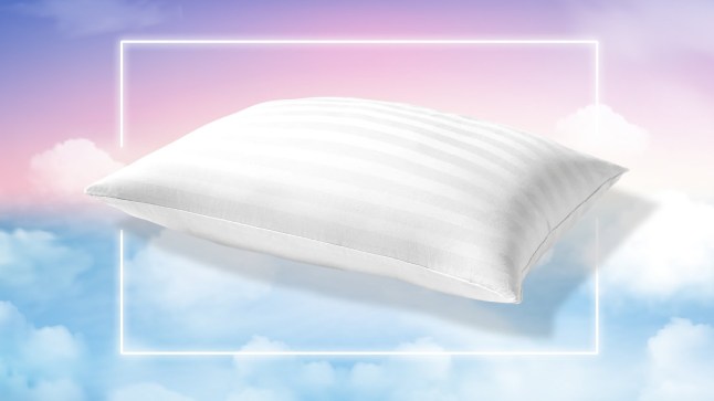 Boutique Silk Pillow on a cloud background.