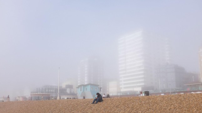 Alamy Live News. 3A72MXR Brighton UK 26th March 2025 - The Brighton seafront is shrouded by thick fog as the sun tries to break through along the South Coast as warmer weather spreads across the UK : Credit Simon Dack / Alamy Live News This is an Alamy Live News image and may not be part of your current Alamy deal . If you are unsure, please contact our sales team to check.