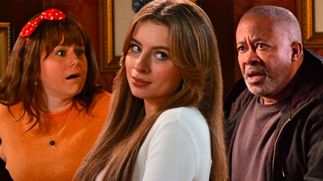 Coronation Street's Gemma looking shocked, Daisy looking like she's up to no good and Ed is reeling