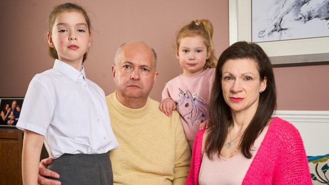 Maxie Allen and Rosalind Levine with their daughters, Sascha, nine, and Francesca, three SIMON JACOBS FOR THE TIMES Images provided as part of press release issued by Times Radio