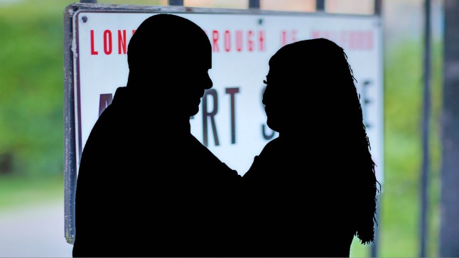 EastEnders male and female silhouettes