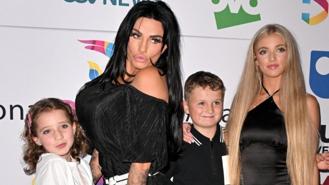 LIVERPOOL, ENGLAND - SEPTEMBER 15: Katie Price with children Bunny Hayler, Jett Hayler and Princess Andre attend the The National Diversity Awards 2023 at Liverpool Cathedral on September 15, 2023 in Liverpool, England. (Photo by Anthony Devlin/Getty Images)