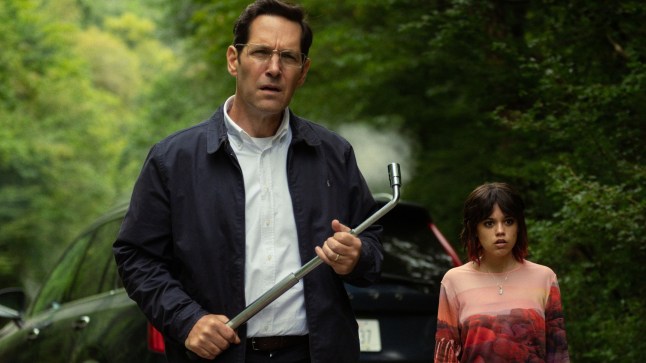 Undated film still from Death of A Unicorn. Pictured: Paul Rudd as Elliot Kintner and Jenna Ortega as Ridley Kintner. See PA Feature SHOWBIZ Film Reviews. WARNING: This picture must only be used to accompany PA Feature SHOWBIZ Film Reviews. A24 Films. Picture credit should read: Curzon. All Rights Reserved. NOTE TO EDITORS: This picture must only be used to accompany PA Feature SHOWBIZ Film Reviews.