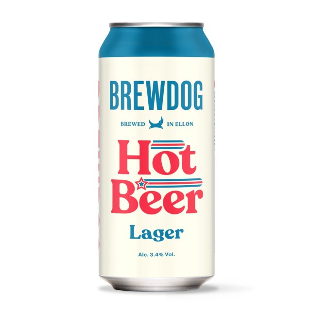 A can of 'Hot Beer' from BrewDog on a white background for April Fools' Day