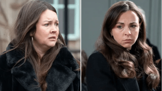 A split screen image of EastEnders characters Stacey Slater and Ruby Allen